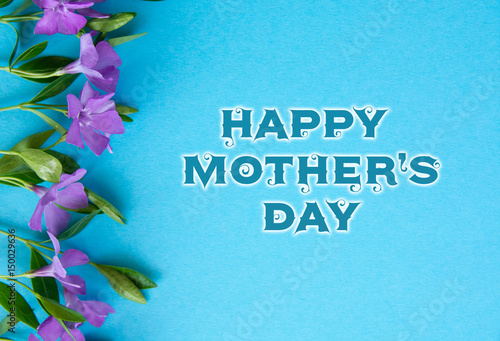 Happy Mother's Day Flower postcard Blue background