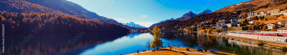 Panoramic view, Engadin, Saint Moritz, Switzerland Panoramic view, Engadin, Saint Moritz, Switzerland