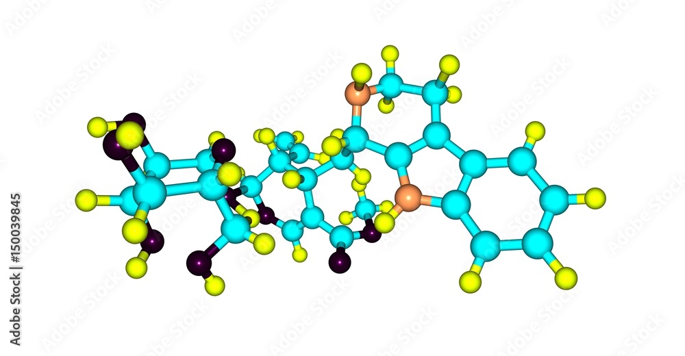 Strictosidine molecular structure isolated on white