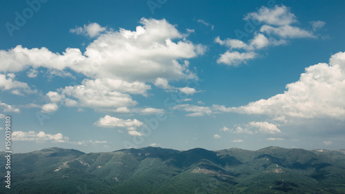 Picturesque panoramic view of the mountain range. Gelendzhi, North Caucasus, Russia