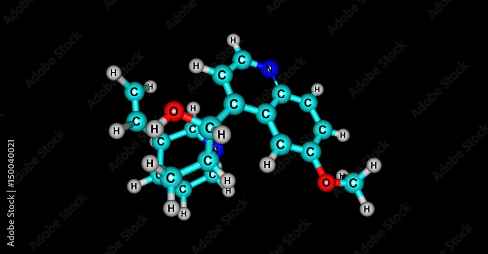 Quinine molecular structure isolated on black Quinine molecular structure isolated on black