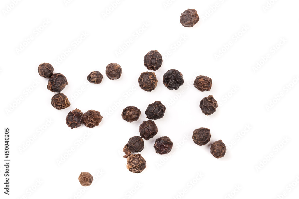 Black peppercorn isolated on white background. Top view Black peppercorn isolated on white background. Top view