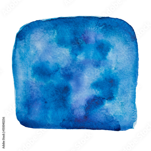 Hand painted blue watercolor background isolated on white. Watercolor element for design.