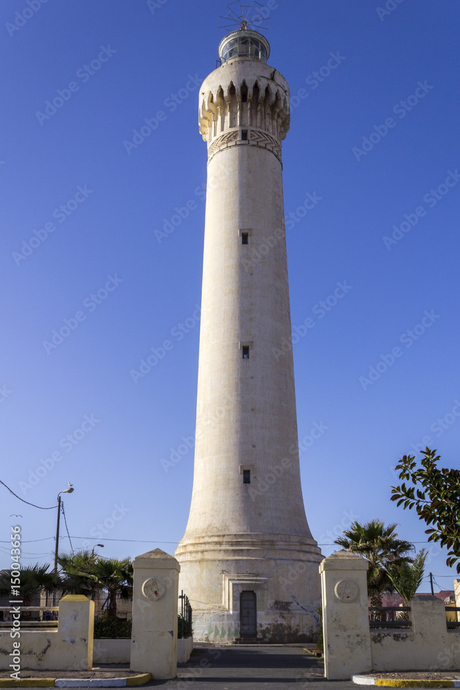 Lighthouse El Aank with the sky background. Casablanca.