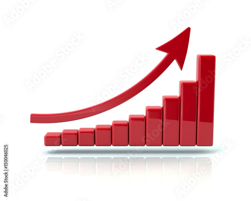 Red business growth chart