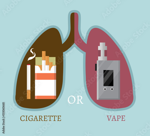 Electronic Cigarette or Vaporizer Device and Tobacco Cigar. Vector illustration