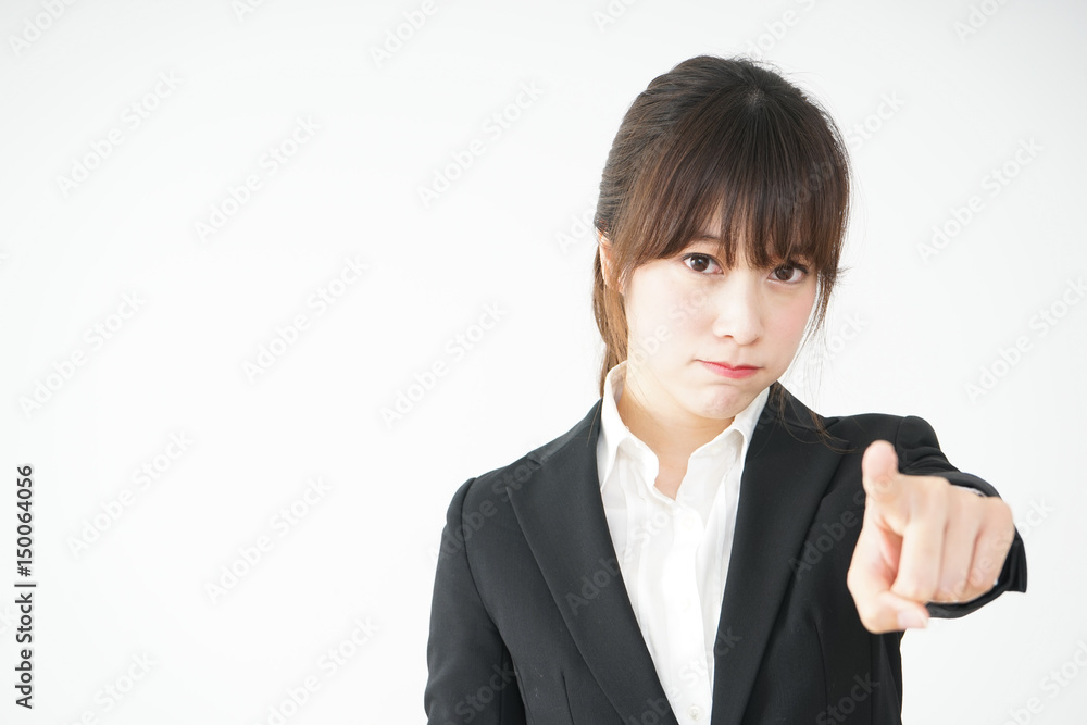 Business women pointing to something with anger Business women pointing to something with anger