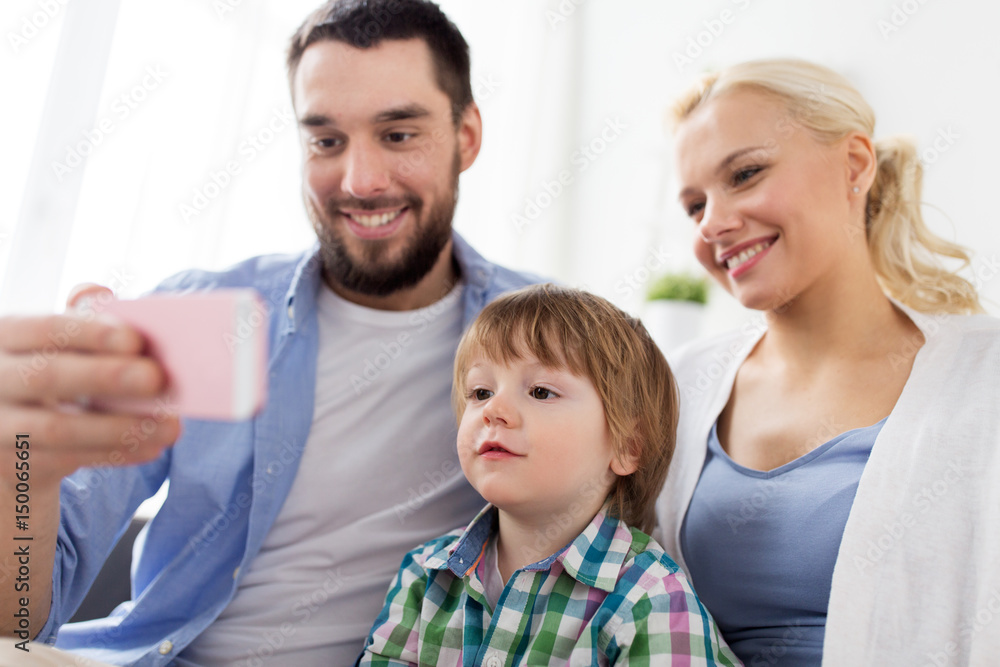 happy family with smartphone at home happy family with smartphone at home