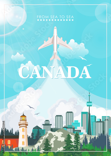 Canada. Canadian vector illustration. Travel postcard.