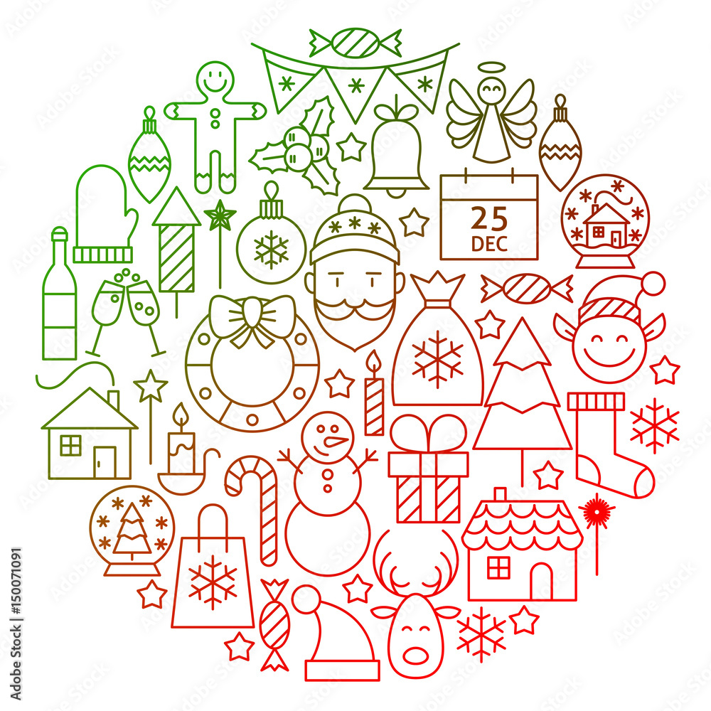 Christmas Line Icon Circle Design Christmas Line Icon Circle Design