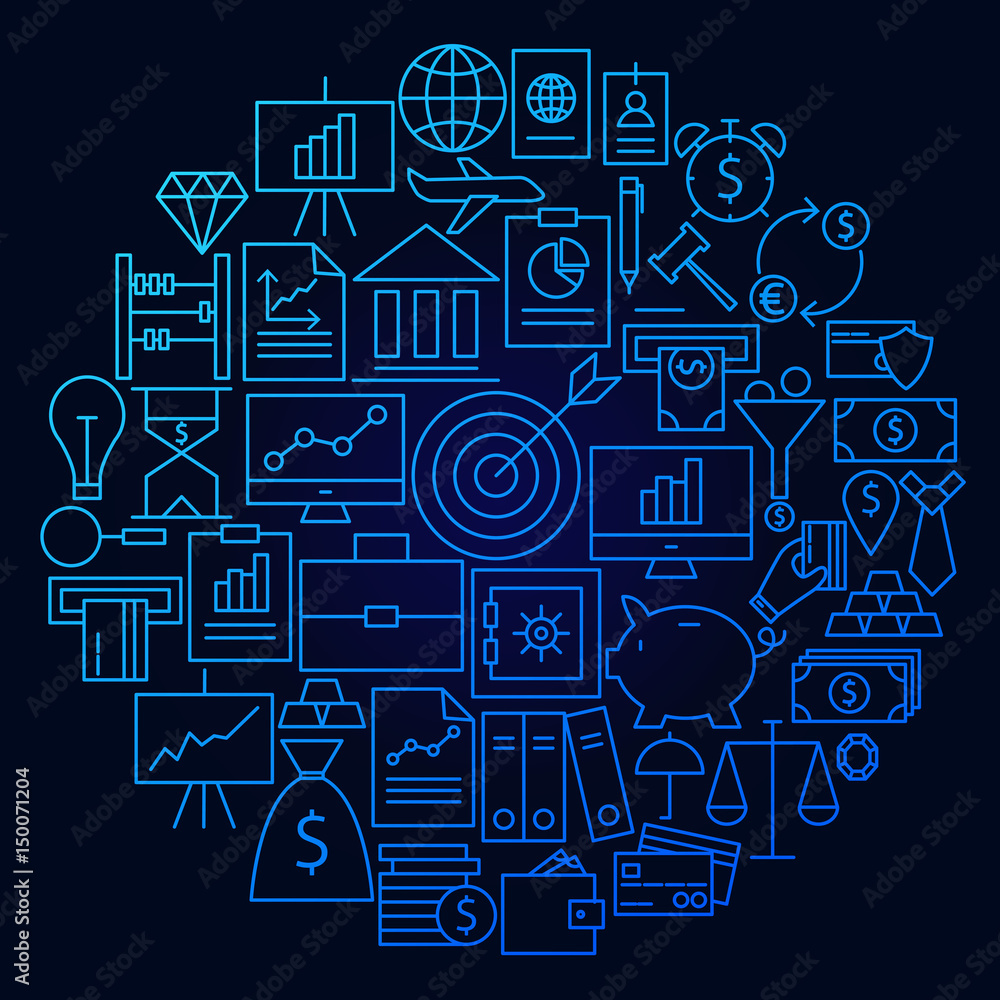 Finance Line Icon Circle Concept