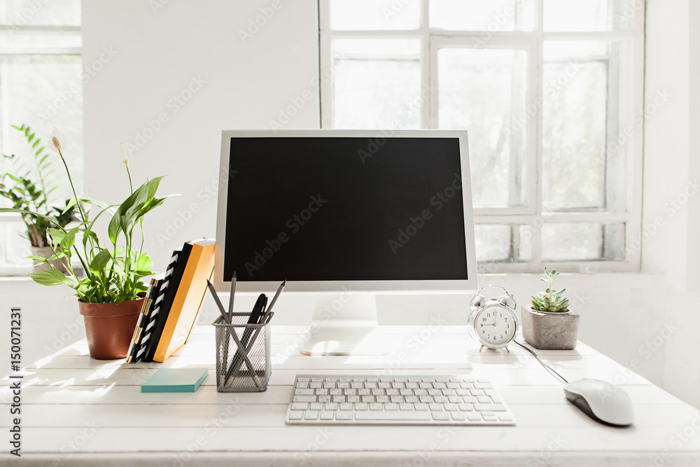 Obraz premium Stylish workspace with computer at home or studio