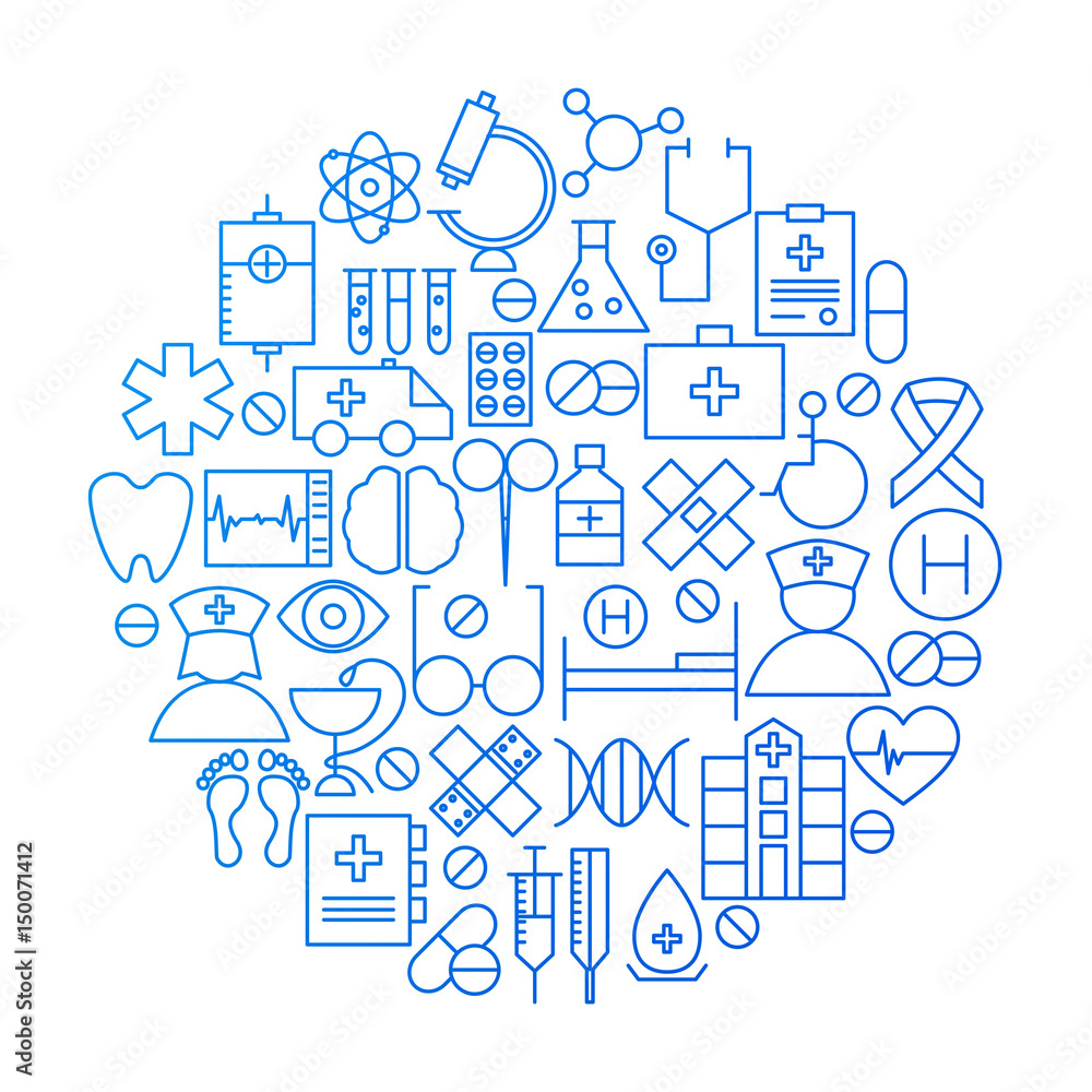 Medicine Line Icon Circle Design Medicine Line Icon Circle Design