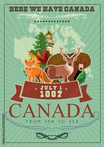 Canada. Canadian vector illustration. Travel postcard.