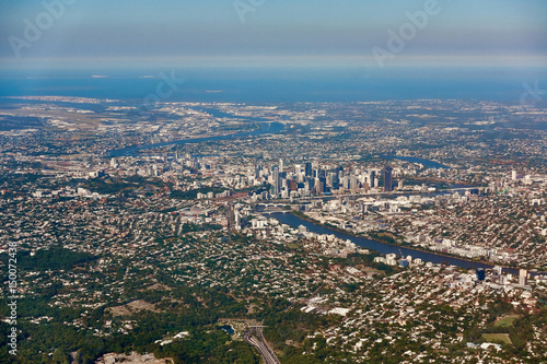 Aerial panoramic view of Brisbane CBD, Australia  © superjoseph