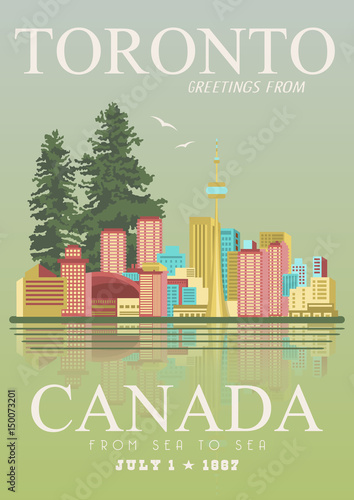 Canada. Canadian vector illustration. Travel postcard.