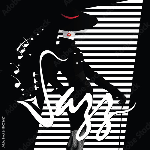 Canvas Print Jazz festival. Retro a poster with the stylish girl.