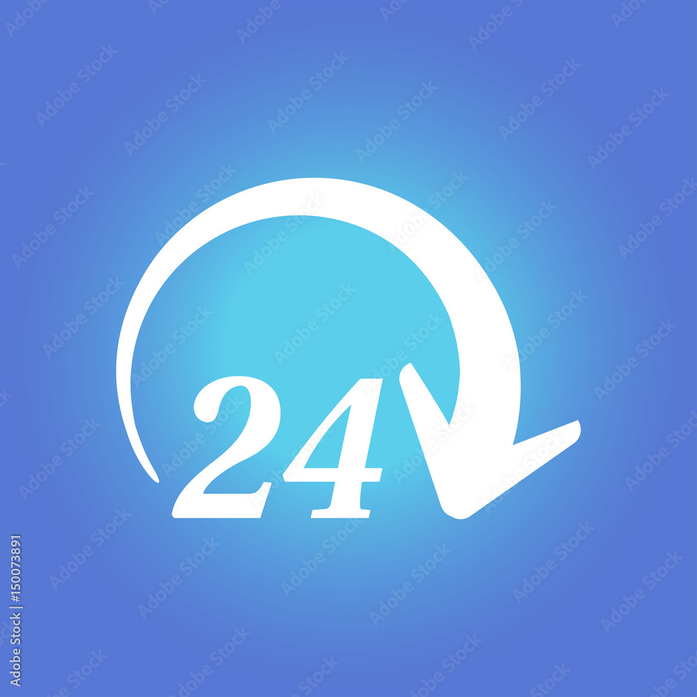 Open around the clock hours a day icon. Badge-clock work time. Open around the clock hours a day icon. Badge-clock work time.