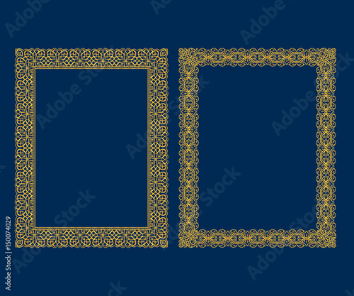 Set of luxury Decorative vintage frames and borders set,Gold photo frame Vector design decoration pattern style. photo