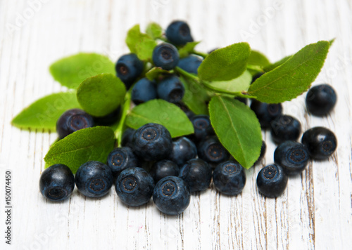 Blueberries on a old wooden background