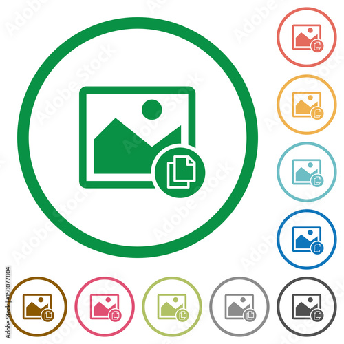 Copy image flat icons with outlines