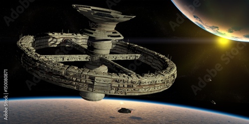 Cuadro en lienzo Estación espacial, Ramjet de Bussard