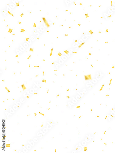 Golden confetti. Holiday confetti isolated on white background. Flying confetti