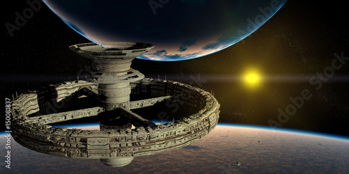 Cuadro en lienzo Estación espacial, Ramjet de Bussard