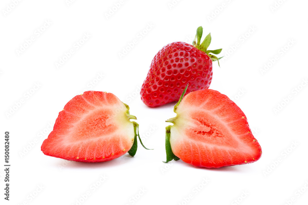 Fresh red strawberries isolated on a white background Fresh red strawberries isolated on a white background