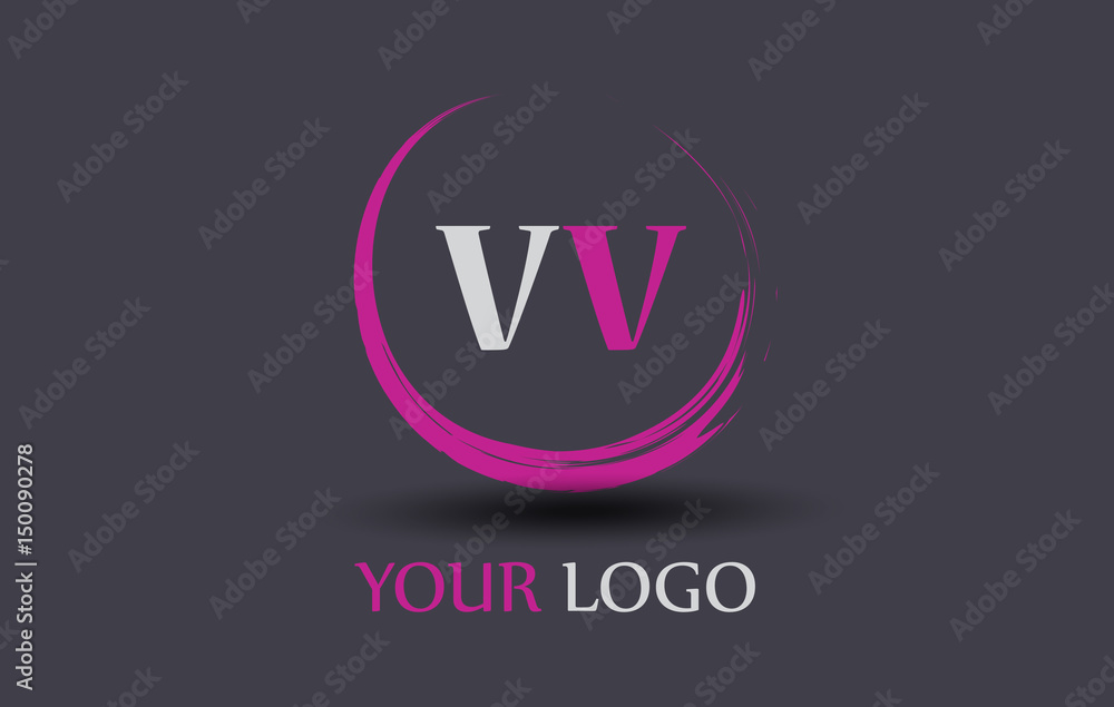 VV Letter Logo Circular Purple Splash Brush Concept. VV Letter Logo Circular Purple Splash Brush Concept.