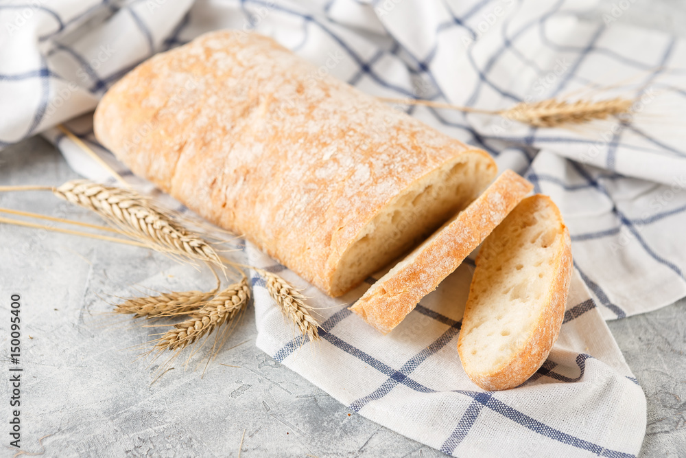 Ciabatta with ears on the table Ciabatta with ears on the table