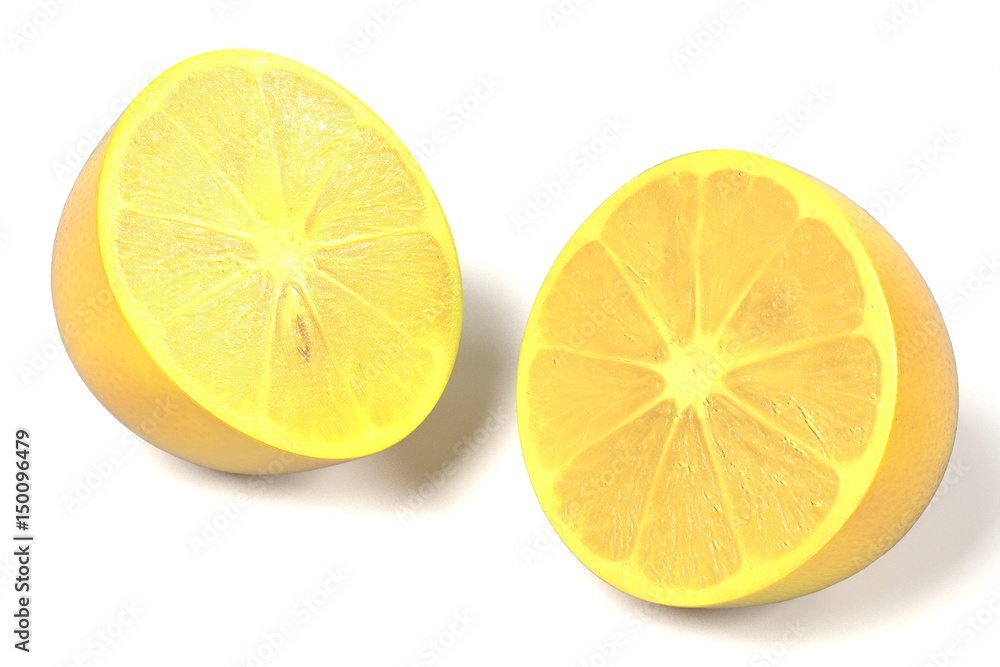 realistic 3d render of lemon on white backround realistic 3d render of lemon on white backround