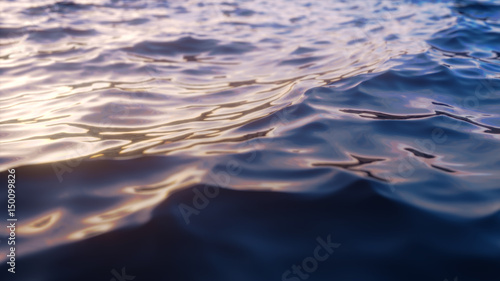 Sea wave close up, low angle view, sunrsie shot
