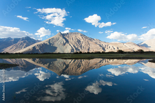 Obraz na płótnie Mountains reflect the surface at Nubra Valley, Leh Ladakh India w salonie
