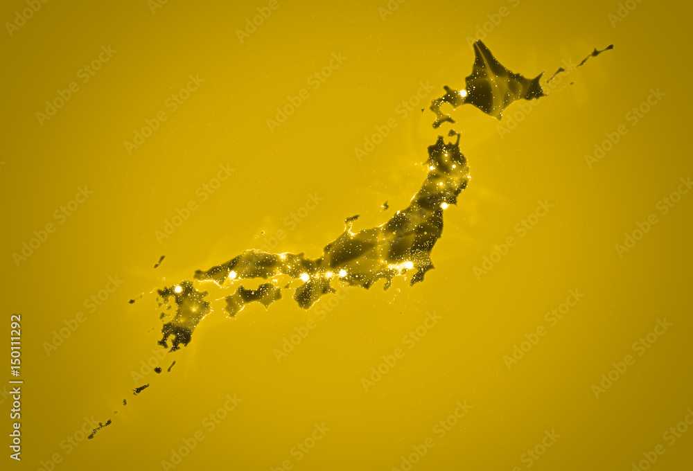 Obraz premium 日本地図パワーエネルギー黄色