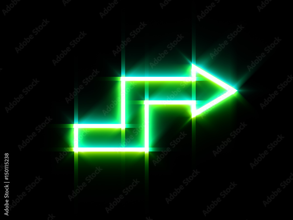 Glowing arrow on black background. Digital illustration. Glowing arrow on black background. Digital illustration.