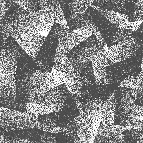 Vector Abstract Stippled Weird Hipster Seamless Pattern. Handmade Tileable Geometric Dotted Grunge White and Black Solid Simple Background. Bizarre Art Illustration