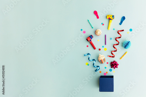Party objects in a gift box