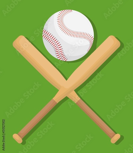 baseball ball and bats icon over green background. colorful design. vector illustration