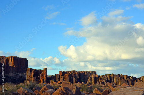 Basalt column rock formations at Bombo Headland quarry, New South Wales coast, Australia