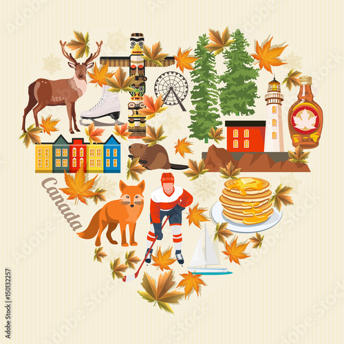 Canada. Canadian vector illustration. Travel postcard.