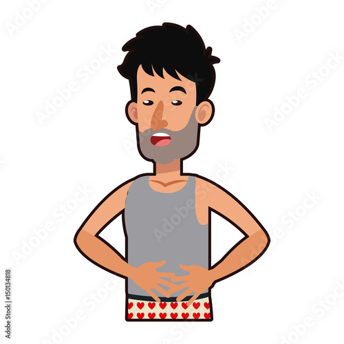 character man untidy with clothes sleep vector illustration design