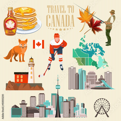 Canada. Canadian vector illustration. Travel postcard.