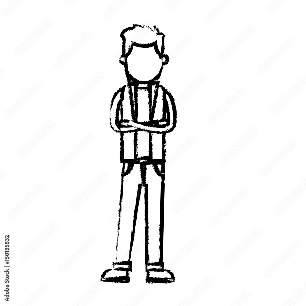 character man standing wear vest style sketch vector illustration character man standing wear vest style sketch vector illustration
