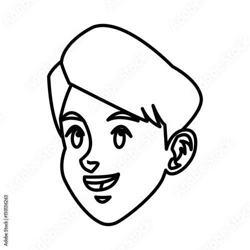 head boy young facial expression line vector illustration