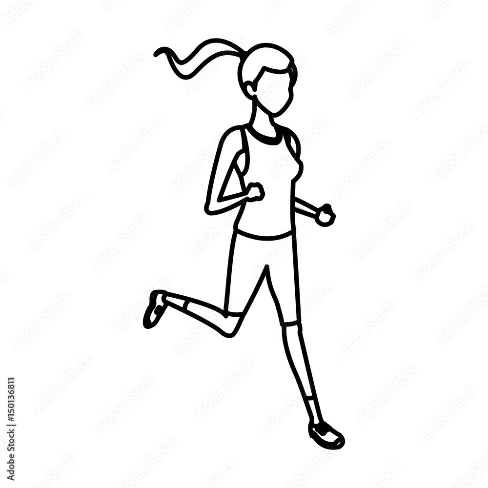 sport girl jogging athletic fitness image vector illustration