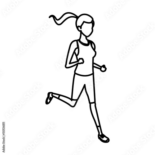 sport girl jogging athletic fitness image vector illustration