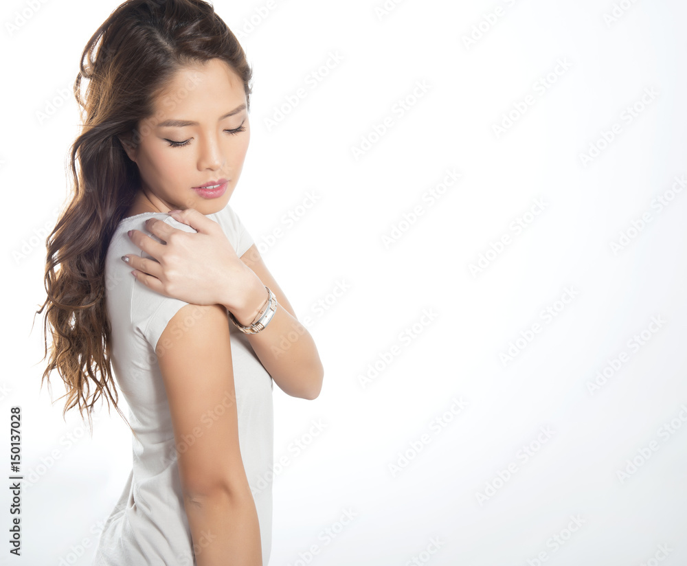 beautiful young asian woman wearing wrist watch beautiful young asian woman wearing wrist watch