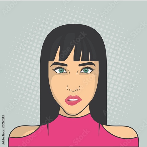 pop art woman icon over gray background. colorful design. vector illustration