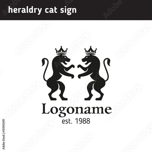 Heraldry cat silhouette logo © poladroid